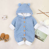 Baby Romper Knitted Toddler Jumpsuit Cute Playsuit Hoodie Boys Girls Keep Warm