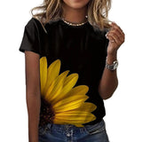 Women Bohemian Short Sleeve T-shirt Fashion Sunset Print Pullover Blouse Tops Summer Beach Casual Loose Work Shirt