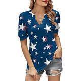 Lumento Women Sexy V Neck T Shirt Casual Summer Floral Print Tunic Tops Blouse