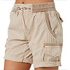 Women's Cotton Linen Wide Leg Cargo Shorts Casual Multi Pockets Loose Fit Shorts