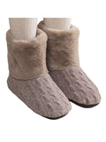 Women Fur Lined Knitted High Top Cotton Soft Shoes Slip On Comfortable Cotton Slippers