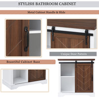 CUH Bathroom Storage Cabinet, Farmhouse Freestanding Accent Cabinet, Sliding Barn Door, Thick Top, Adjustable Shelf, Kitchen Buffet Entryway Table, Thick MDF Board