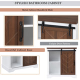 CUH Bathroom Storage Cabinet, Farmhouse Freestanding Accent Cabinet, Sliding Barn Door, Thick Top, Adjustable Shelf, Kitchen Buffet Entryway Table, Thick MDF Board