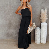 Women's Strapless Maxi Dress Tube Top Bandeau Sleeveless A-Line Dress Sundress