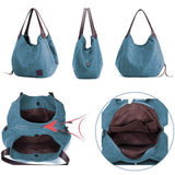 Women Fashion Tote Shoulder Bag Casual Canvas Handbag Retro Tote Purse Messenger Bag Large Capacity Travel School Bag