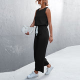 Womens Casual Solid Color Sleeveless Jumpsuit Long Pants Rompers