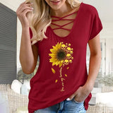 Women Sexy Short Sleeve Blouse Shirt Summer Casual Beach T-shirt Ladies Criss Cross V Neck Tunic Tops Tee