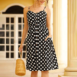 Women Backless Spaghetti Strap Dress Floral Print Pocket Summer Sexy Beach Dress