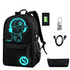Spostyle Canvas School Backpack for Boys Girls College Anime Luminous Backpack 15.6 inch USB Lightweight Daypack Cartoon Bookbag Lunch Bag Pencil Case, Black/Gray