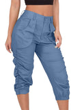 Women Zipper Bottoms Boho Solid Color Trousers Beach Pants Harem Loungewear