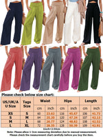 Women Pants Cotton Linen Casual Loose Harem Pant Summer Beach Palazzo Pants with Pockets