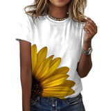 Women Bohemian Short Sleeve T-shirt Fashion Sunset Print Pullover Blouse Tops Summer Beach Casual Loose Work Shirt