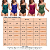 Women Monokinis Swimsuit One-piece Swimming Suit Ruffles Swimwear Round Neck Beachwear Tummy Control Bathing Suit With Push Up Bra Padded