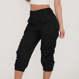 Women Zipper Bottoms Boho Solid Color Trousers Beach Pants Harem Loungewear