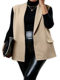 Frontwalk Casual Blazer Vest for Womens Sleeveless Suit Vest Spring Fall Cardigan Open Front Work Blazer Jacket Coat