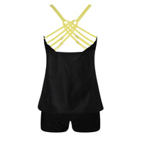 S-XL Women 2 Piece Tankini Swimsuit Set With Push Up Bra Padded Swimwear Beachwear Bathing Suit With High Waist Boyshorts