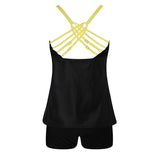S-XL Women 2 Piece Tankini Swimsuit Set With Push Up Bra Padded Swimwear Beachwear Bathing Suit With High Waist Boyshorts