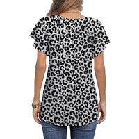 Capreze Women Boho Floral Shirt Tops Ladies Ruffle V Neck Basic Tee Tunic Blouse Summer Flowy T-Shirt Size S-2XL