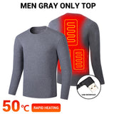 Ploreser Heated Underwear Shirt with Pants Washable USB Charging Electric Thermal Heating Insulated Clothes with 3 Level Temperature Setting Cold-Proof Underwear Men/Women Outdoor Winter Heating