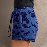 Womens Comfy Drawstring Shorts Summer Casual Elastic Waist Camo Print Shorts