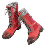 Womens Mid Calf Combat Boots Round Toe Lace up Low Heel Casual Motorcycle Shoes