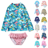 Two-Piece Baby Toddler Girls Rash Guard Swimsuit Swim Tops + Swim Briefs Swimwear Multi-style