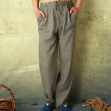 Mens Pants Elastic Drawstring Waist Lightweight Summer Trousers