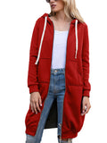Frontwalk Casual Long Tunic Tops for Women Oversize Long Sleeve Zip Up Hoodie Sweatshirt Jacket Winter Fall Open Front Cardigan