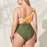 Women 2 Piece Tankini Swimming Suit with High Waist Boyshorts Plus Sizes Swimwear One Shoulder Beachwear Lace Up Bathing Suit