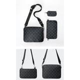 Men's 3 in 1 Crossbody Bags Briefcase Shoulder Satchel Bag Checkered Messenger Bag Handbag Casual Purse Wallet