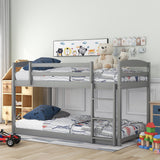 CUH Low Bunk Bed for Kids Bedroom, Twin over Twin Bed,Floor Bunk Bed Frame with Safety Rail, Ladder,Beds Mattress Foundation for Boys Girls, No Box Spring Needed
