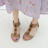 Ferndule Wedge Sandals for Women Open Toe Casual Summer Roman High Heel Beach Shoes