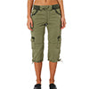 Women With Pockets Capri Pants Comfy Bottoms Loose Fit Casual Cropped Trousers Drawstring Elastic Waist Straight Leg Cargo Pant