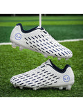 Ferndule Mens Kids Soccer Cleats Youth Boys Outdoor Turf Soccer Shoes Training Football Sneakers White 2.5Y