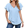 Capreze Women Boho Floral Shirt Tops Ladies Ruffle V Neck Basic Tee Tunic Blouse Summer Flowy T-Shirt Size S-2XL