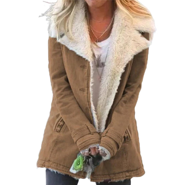 Women's Solid Color Overcoat Open Front Long Sleeve Lapel Collar Pockets Outwear