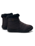 Womens Solid Color Round Toe Slip On Ankle Boots Warm Lightweight High Top Shoes