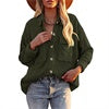 Women Long Sleeves Corduroy Button Cardigan Casual Loose Blouses Shirt Tops