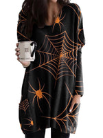 Casual Sweatshirt for Women Halloween Shirts Long Sleeve Black Cat Shirt Baggy Loose Fit Pullovers with Pockets Pumpkin Print 2 M