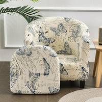 2-Piec Tub Club Slipcover, Modern Non Slip Stretch Round Barrel Chair with Cushion Couch Sofa Cover Protector for Bar Cafe Kids Living Room