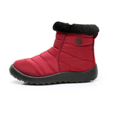 Womens Solid Color Round Toe Slip On Ankle Boots Warm Lightweight High Top Shoes