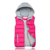 Women's Drawstring Vest Short Pockets Fur Hooded Jacket Waistcoat Keep Warm Coat