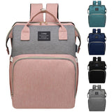 Large Backpack Diaper Bag with Changing Station, Foldable Crib Baby Bed Mommy Travel Nursing Bag Waterproof Tote Shoulder Nappy Bag Bottle Insulated Bag