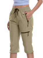 Capri for Women Athletic Casual Joggers Cropped Pants Activewear Cargo Pants with Zippers Pockets