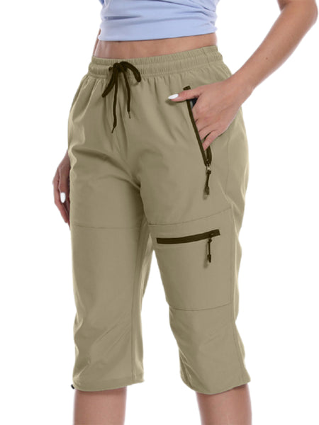 Capri for Women Athletic Casual Joggers Cropped Pants Activewear Cargo Pants with Zippers Pockets