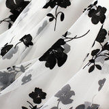 Women Mesh Embroidered A-Line Skirt Summer Casual Chic Elastic High Waist Maxi Skirt