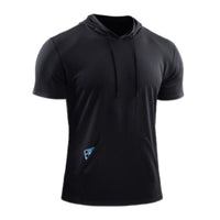 Mens Hooded Short Sleeve Casual Tops Shirts Slim Muscle Blouse Pullover