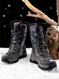 Mens Winter Snow Boots Camouflage Keep Warm Lace Up Outdoor Hiking Mid Calf Booties Anti Slip