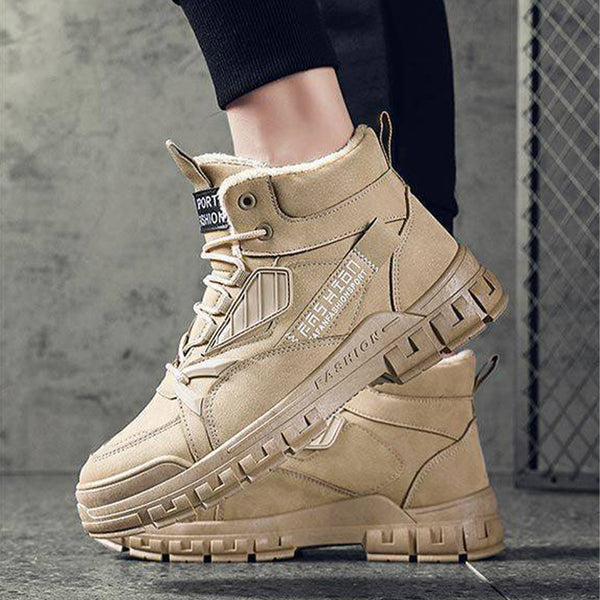 Mens Winter Boots Warm Lace Up Non Slip Hiking Shoes Outdoor Trekking Ankle Booties