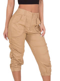 Women Zipper Bottoms Boho Solid Color Trousers Beach Pants Harem Loungewear